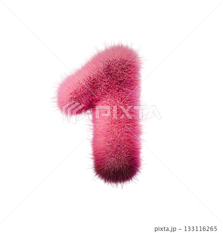 Pink fur Font Number 1 ONE 3D 133116265