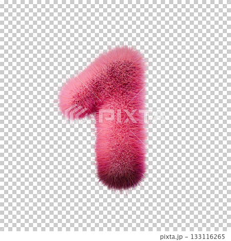 Pink fur Font Number 1 ONE 3D 133116265