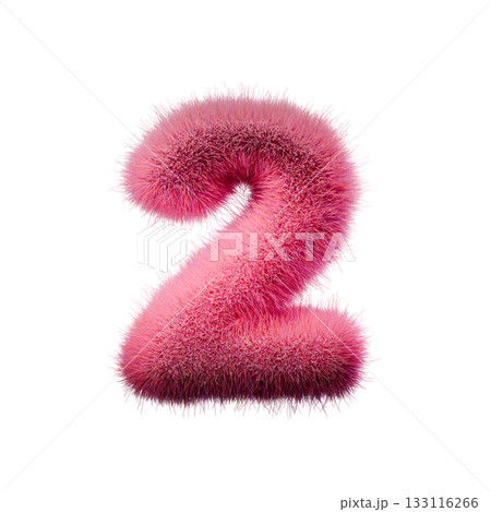 Pink fur Font Number 2 TWO 3D 133116266