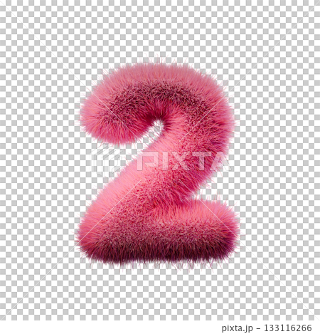 Pink fur Font Number 2 TWO 3D 133116266