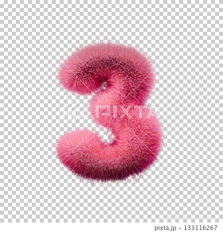 Pink fur Font Number 3 THREE 3D 133116267