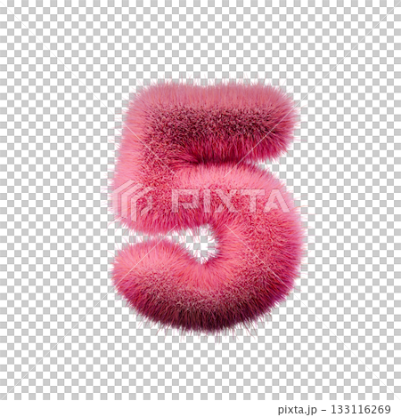 Pink fur Font Number 5 FIVE 3D 133116269