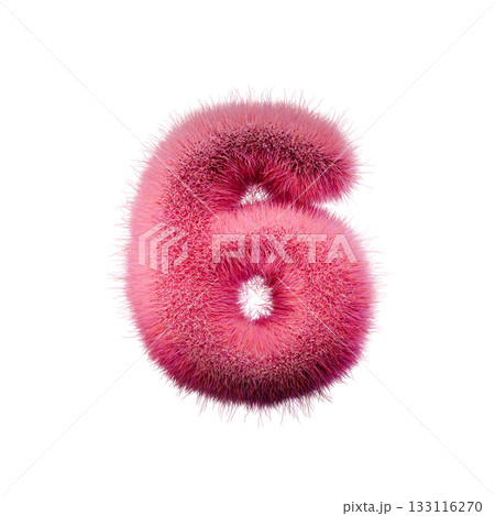 Pink fur Font Number 6 SIX 3D Pink fur Font Number 6 SIX 3D 133116270