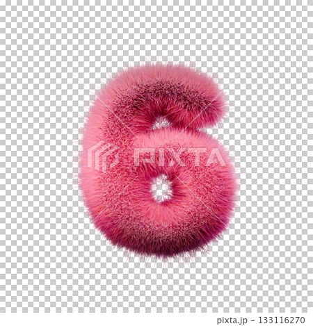 Pink fur Font Number 6 SIX 3D Pink fur Font Number 6 SIX 3D 133116270
