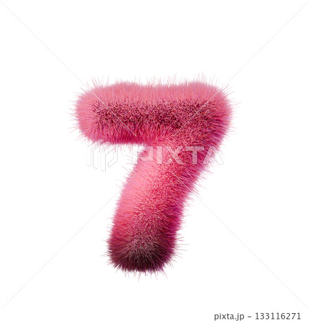 Pink fur Font Number 7 SEVEN 3D 133116271