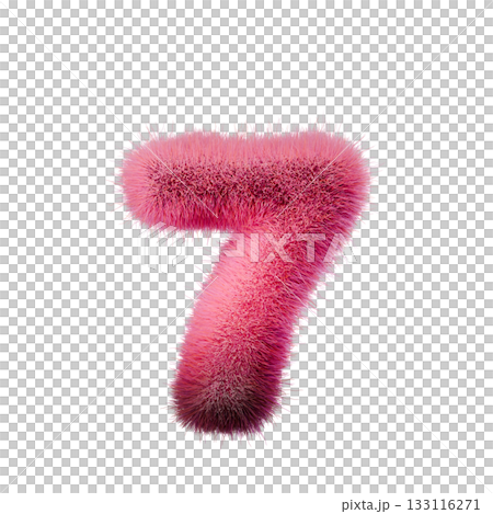 Pink fur Font Number 7 SEVEN 3D 133116271