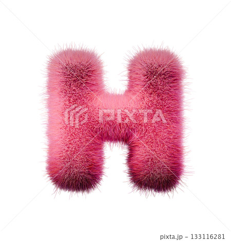 Pink fur Font Letter H 3D 133116281