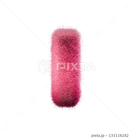 Pink fur Font Letter I 3D 133116282