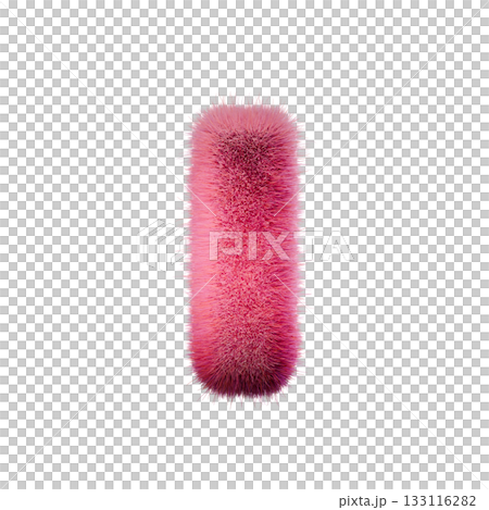 Pink fur Font Letter I 3D 133116282