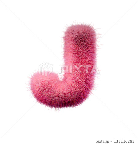 Pink fur Font Letter J 3D 133116283