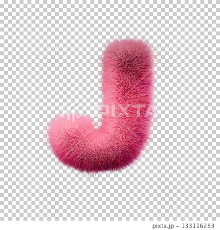 Pink fur Font Letter J 3D 133116283