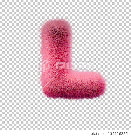 Pink fur Font Letter L 3D 133116285