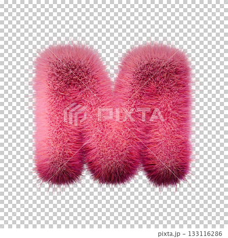 Pink fur Font Letter M 3D 133116286