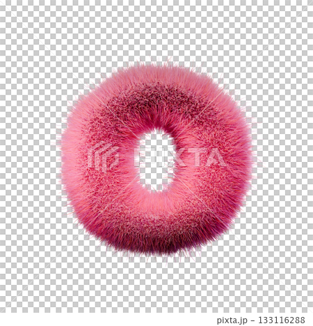 Pink fur Font Letter O 3D 133116288