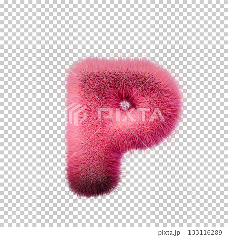 Pink fur Font Letter P 3D 133116289