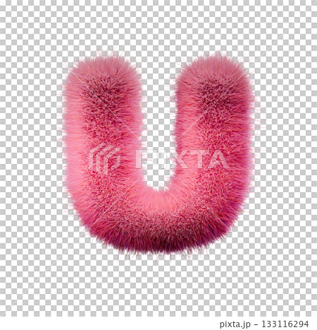 Pink fur Font Letter U 3D Pink fur Font Letter U 3D 133116294