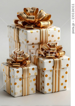 Holiday packaging. Elegant square boxes wrapped with a bow on white background. Jewelry, birthdays, Christmas and luxury branding. Holiday packaging. Elegant square boxes wrapped with a bow on white background. Jewelry, birthdays, Christmas and luxury branding. 133116311
