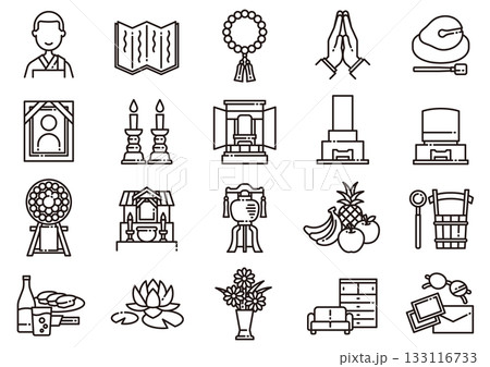 お葬式アイコン04　Funeral Icons 133116733