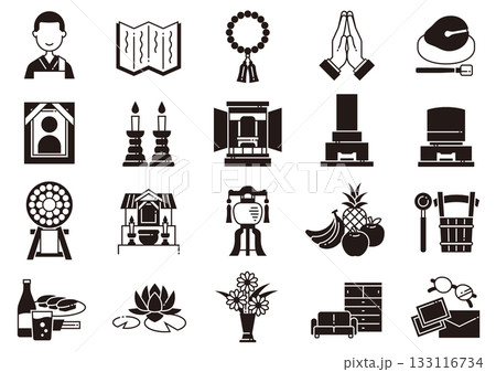 お葬式アイコン05　Funeral Icons 133116734