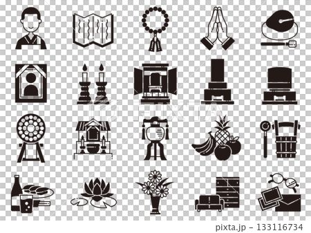 お葬式アイコン05　Funeral Icons 133116734