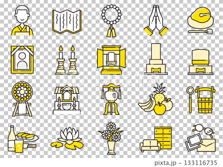 お葬式アイコン06　Funeral Icons 133116735