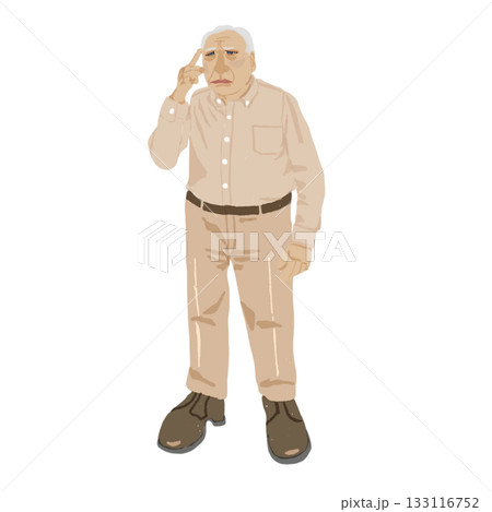 アルツハイマー型認知症の特徴を示す高齢者の全身医療イラスト|記憶障害・見当識障害・アミロイドβ蓄積 アルツハイマー型認知症の特徴を示す高齢者の全身医療イラスト|記憶障害・見当識障害・アミロイドβ蓄積 133116752