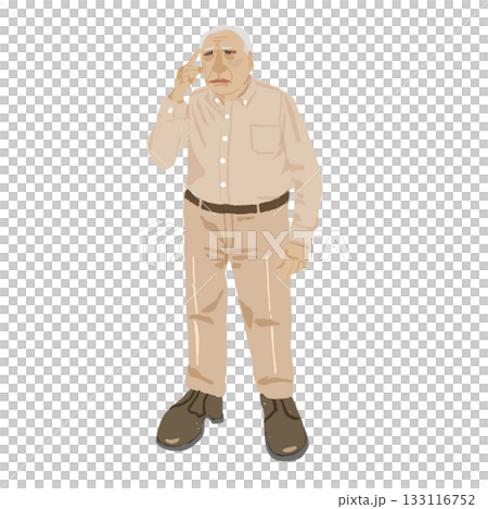 アルツハイマー型認知症の特徴を示す高齢者の全身医療イラスト|記憶障害・見当識障害・アミロイドβ蓄積 アルツハイマー型認知症の特徴を示す高齢者の全身医療イラスト|記憶障害・見当識障害・アミロイドβ蓄積 133116752