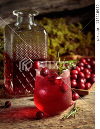 Cranberry cocktail in a frozen glass. 133116950