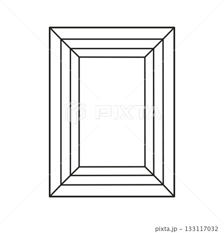 Baguette diamond cut shape. Design diagram. Rectangular diamond top view isolated on white background. Baguette brilliant cut. Gemstone outline icon for jewellery design, branding, packaging, logo. 133117032