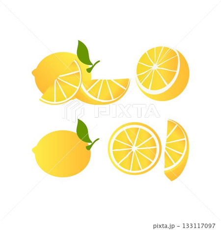 yellow lemons and slices collection yellow lemons and slices collection 133117097