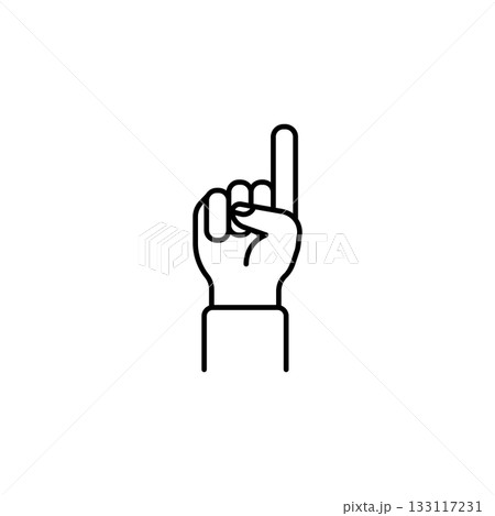 Raised first hand gesture vector icon. Hand gesture icon line style. perfect use for logo, presentation, website, and more. modern icon design outline style Raised first hand gesture vector icon. Hand gesture icon line style. perfect use for logo, presentation, website, and more. modern icon design outline style 133117231