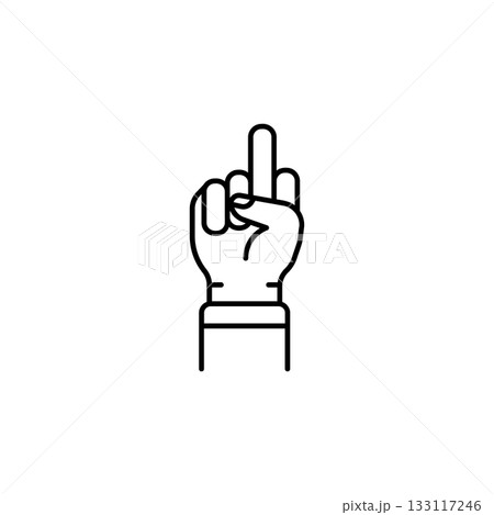 Middle finger hand vector icon. Hand gesture icon line style. perfect use for logo, presentation, website, and more. modern icon design outline style 133117246