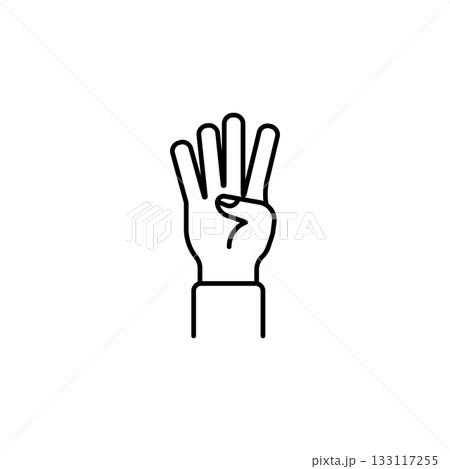 Four finger vector icon. Hand gesture icon line style. perfect use for logo, presentation, website, and more. modern icon design outline style 133117255