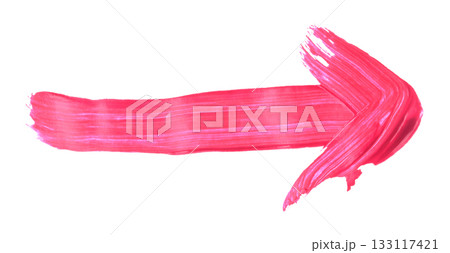 Hand-drawn red arrow made with acrylic paint, isolated on transparent background. Artistic element for infographic, UI design, presentation, and creative projects 133117421