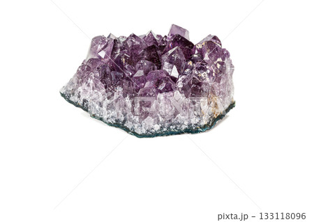Amethyst Crystal Druse  macro mineral on white background 133118096