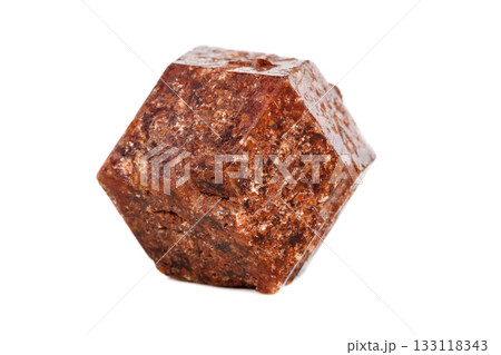 Macro mineral stone Garnet on a white background 133118343