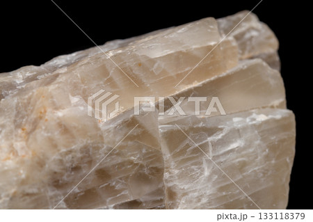 Macro mineral stone Moonstone a black background 133118379
