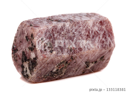 Macro mineral stone Ruby in the breed a white background Macro mineral stone Ruby in the breed a white background 133118381