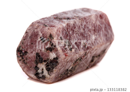 Macro mineral stone Ruby in the breed a white background Macro mineral stone Ruby in the breed a white background 133118382