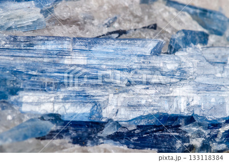 Macro mineral stone Kyanite a white background Macro mineral stone Kyanite a white background 133118384