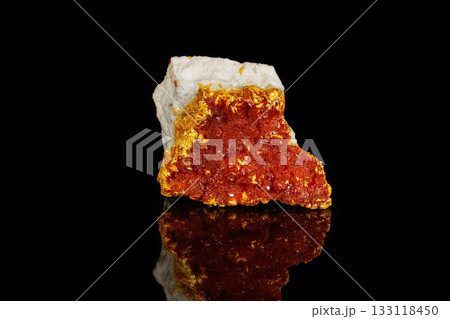 Macro Mineral Stone Orpiment on Black Background Macro Mineral Stone Orpiment on Black Background 133118450