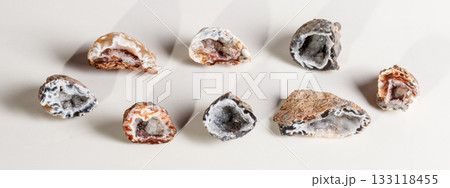 Macro mineral stone agate kidney gerbera on white background Macro mineral stone agate kidney gerbera on white background 133118455
