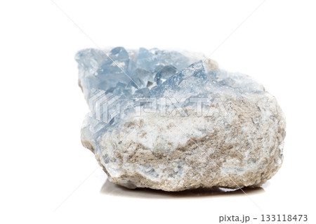Macro mineral stone Celestine in the breed a white background Macro mineral stone Celestine in the breed a white background 133118473