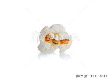 popcorn macro on a white background popcorn macro on a white background 133118813