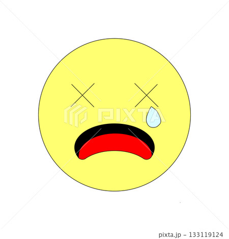 ショックと嘆きを表す黄色い丸アイコン	 133119124
