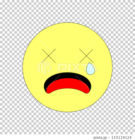 ショックと嘆きを表す黄色い丸アイコン	 133119124