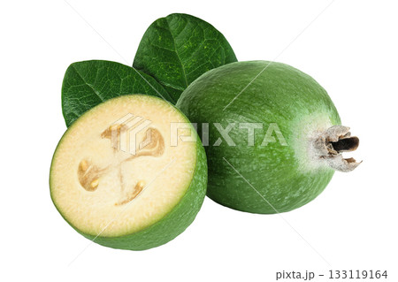 Feijoa fruit isolated on white background Feijoa fruit isolated on white background 133119164