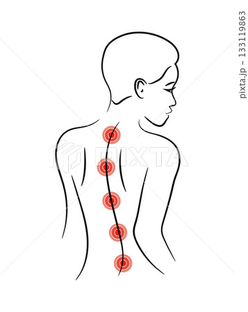 Back pain vector illustration. Spine Diagnostics logo design 133119863