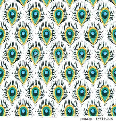 Seamless peacock feathers pattern 133119880