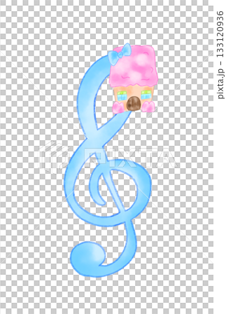 かわいい家の付いた音符 133120936